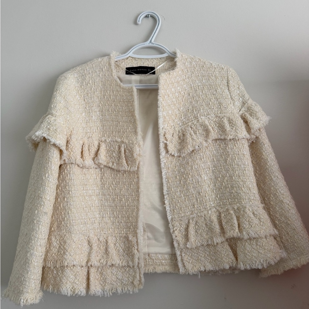 Zara Cream Textured Blazer